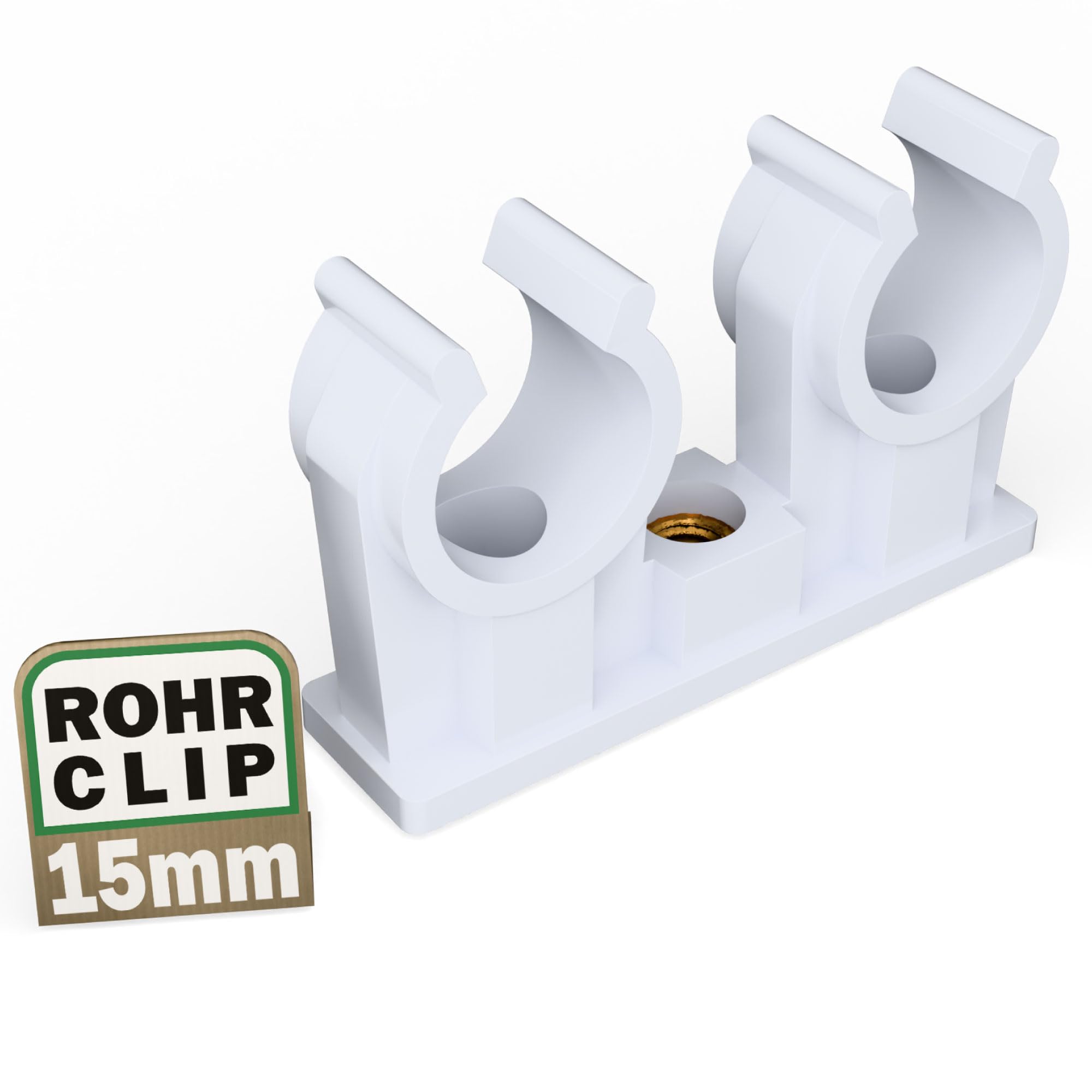 FUX 5 klipsów do rur 14-15 mm, zaciski do rur z gwintem metalowym M6, uchwyt do rur, podwójna obejma do instalacji sanitarnych i grzewczych