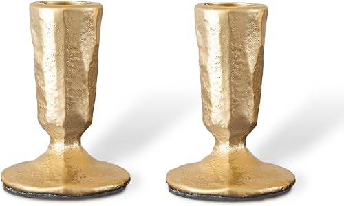 Juego de 2 portavelas vintage dorados, modernos portavelas cónicos decorativos, centro de mesa para centro de mesa de comedor, boda, decoración de