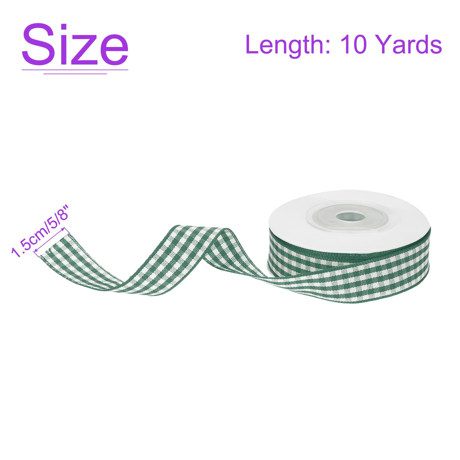 DMiotech 5/8 Inch 10 Yards Gingham Ribbon, Checkered Ribbon Plaid Ribbon for Gift Wrapping Decoration Art Craft DIY Moss Green - Image 3