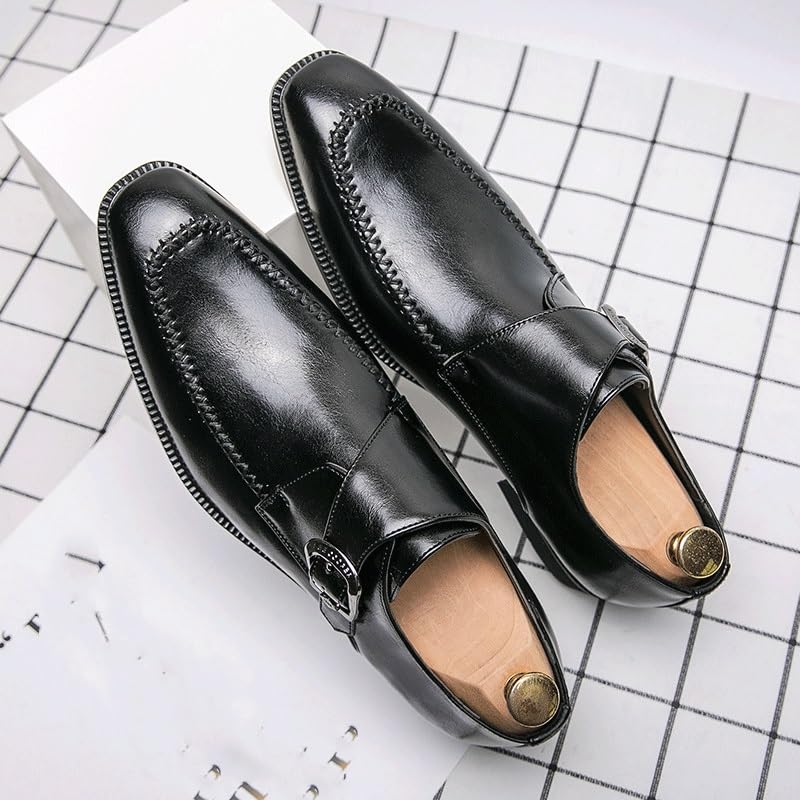 Dress Oxford Monk Shoes for Men's Non Slip Block Heel Anti-Slip Slip Resistant Wedding Evening Breathable Luxury Leather Slip On2