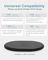 Vista 3 de Ultra-Slim Wireless Charger, 15W Maximum Fast Wireless Charging Pad Compatible with iPhone 14131211, for Samsung Galaxy