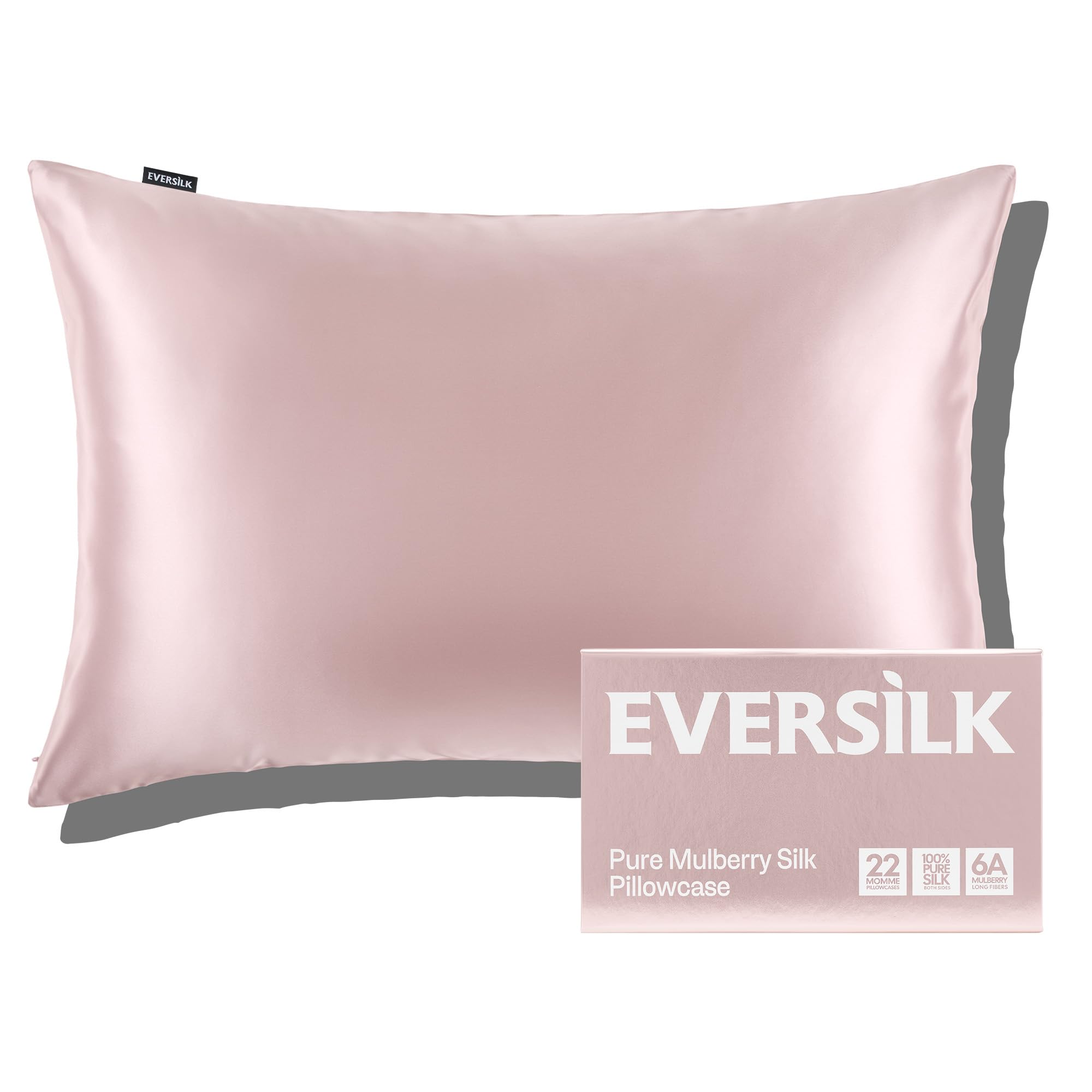EVERSILK Seidenkissenbezug aus 100% Maulbeerseide für Haare & Haut, 22Momme | OEKO-TEX®-zertifiziert, 6A-Maulbeerseide, doppelseitig, verdeckter Reißverschluss, weich & angenehm für erholsamen Schlaf
