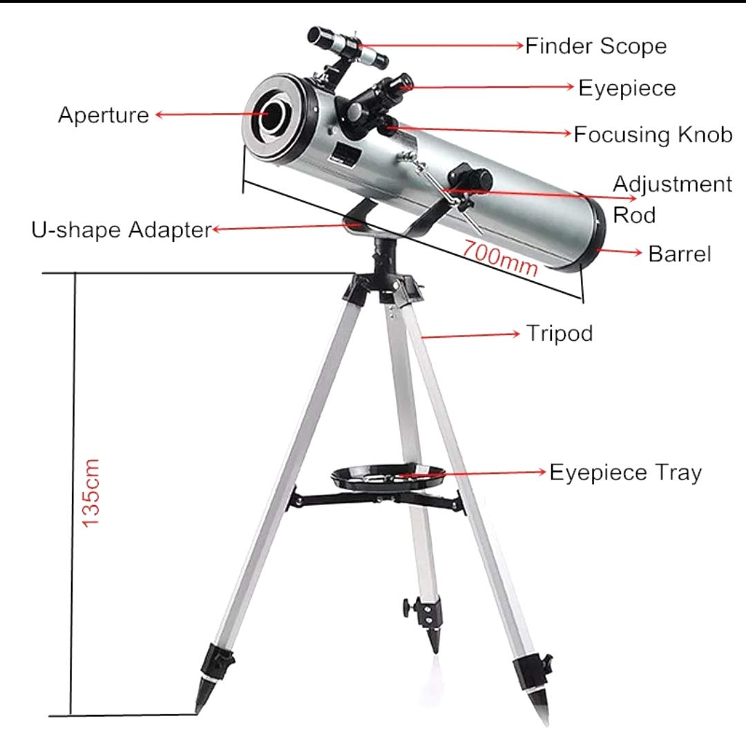 GENERIC Saini_MEDICOS 76az Telescope Upto 350x Zoom, with Barlow and Moon Filter for Astronomy. Bands of Jupiter,Rings of Saturn,Phases of Venus,and Some nebulas are Visible