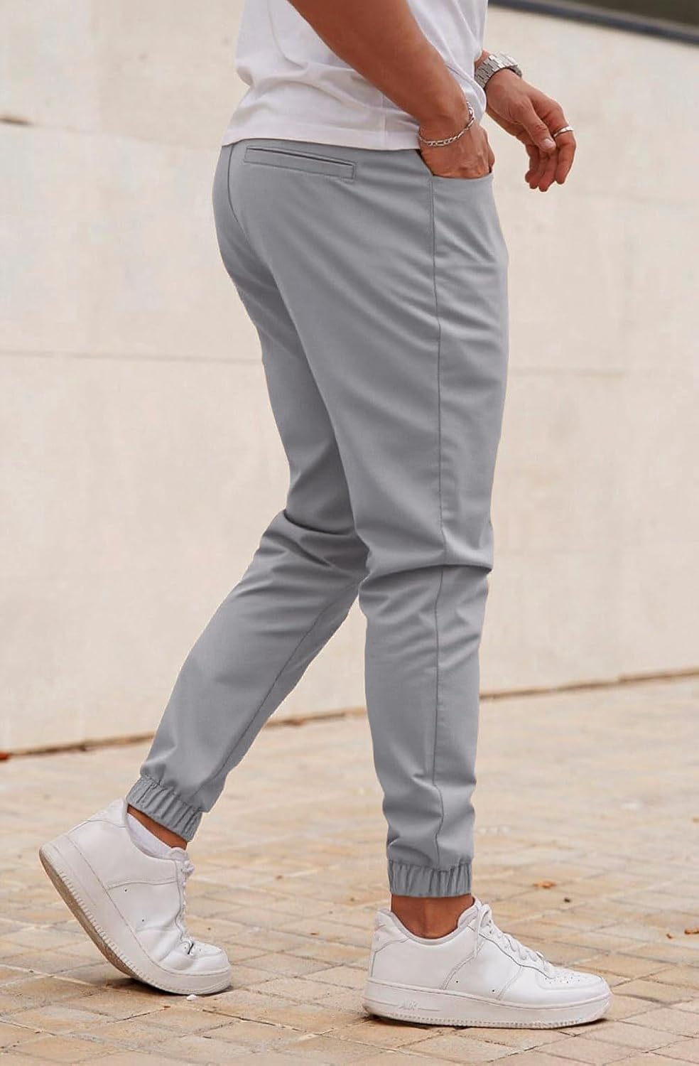 GINGTTO Mens Slim Fit Joggers Pants Elastic Waist Stretch Drawstring Tapered Leg - Image 3