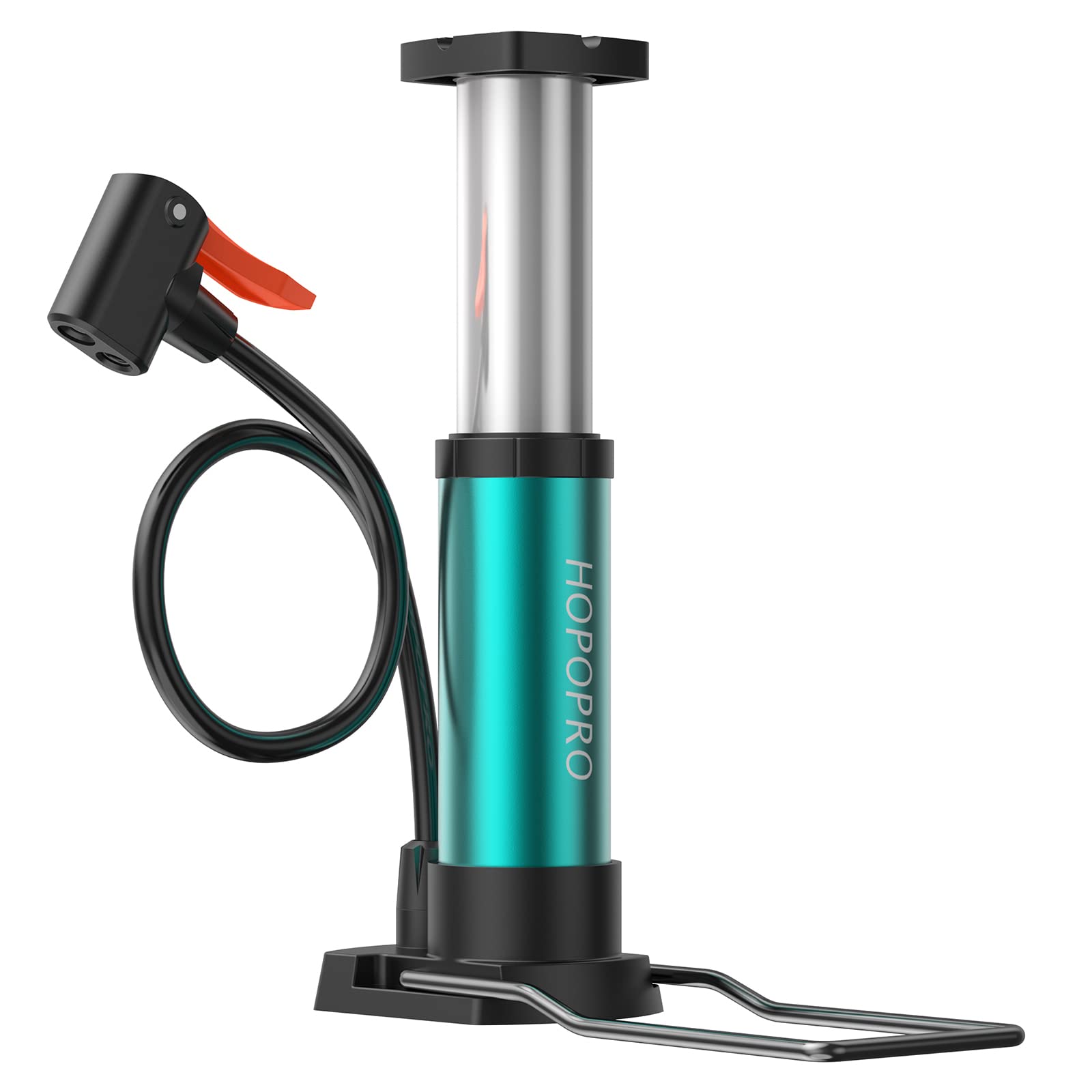HOPOPRO Mini Bike Pump Portable Bike Floor Pump Bicycle Tire Pump Hand Foot Activated Bike Pump with Presta Schrader Dunlop Valves Extra Valve and Gas Needle for Road Bike Mountain Bike Balls
