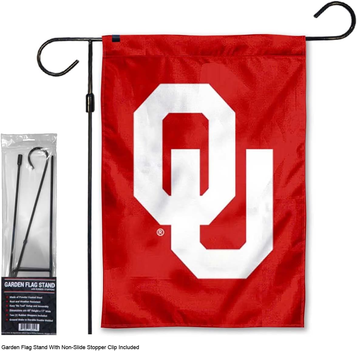 Oklahoma Sooners Garden Banner Flag with Stand Pole Holder - Image 2