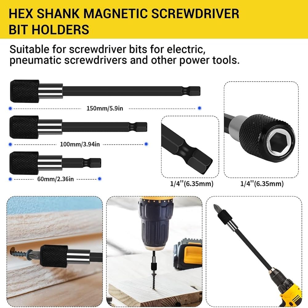31 Pcs Flexible Drill Bit Extension Set, 105° Right Angle Drill Attachment, Rotatable Joint Socket,Hex Socket Adapter Easy to Use, Black