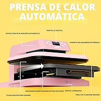 Vista 2 de HTVRONT - Máquina de prensa de calor automática para camisetas - Prensa de calor 15x15 con liberación automática - Calienta rápido y calienta Rosa
