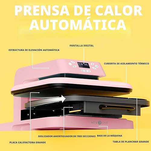 Miniatura 2 de HTVRONT - Máquina de prensa de calor automática para camisetas - Prensa de calor 15x15 con liberación automática - Calienta rápido y calienta