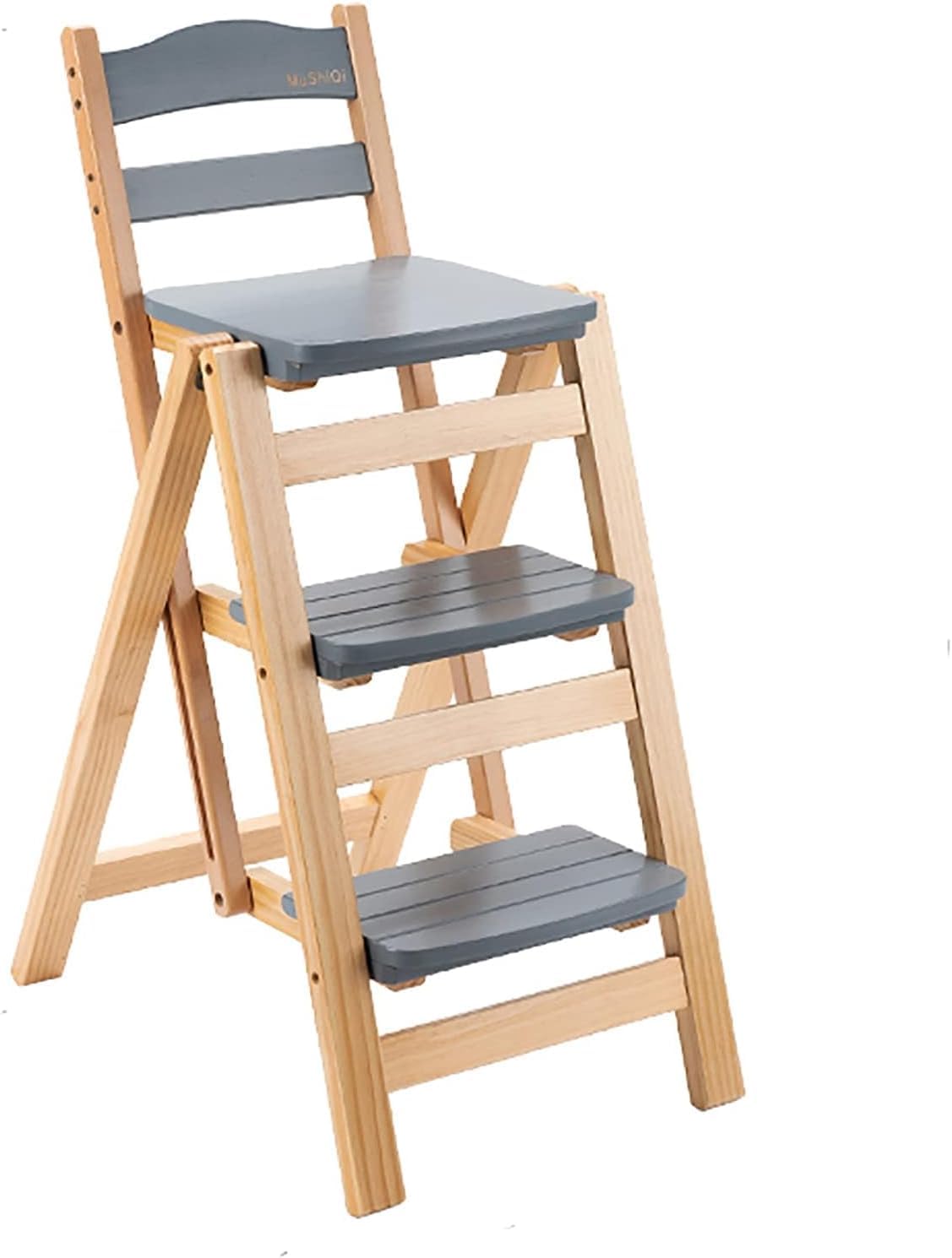 Taburete de bar plegable de madera maciza noble y diseño portátil para cocina
