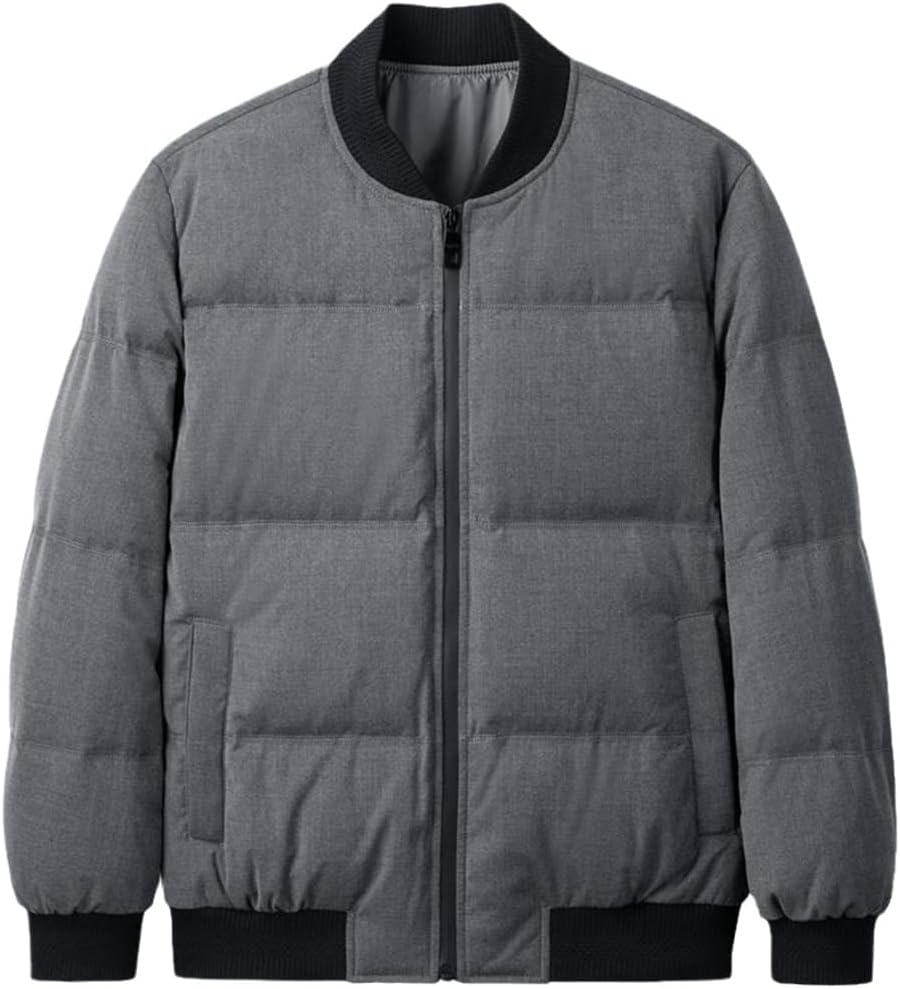 Youllyuu Winter Down Jacket Solid Color Baseball Collar Casual Men's Coats Slim Fit Zipper Jackets