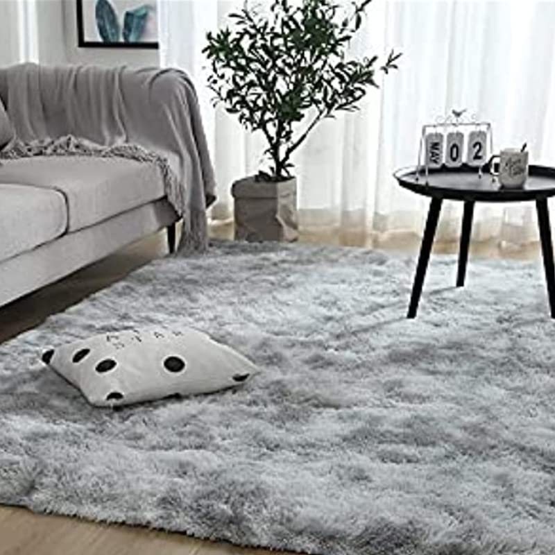 160cm * 200cm Soft Wool Area Carpet with Springback Sponge Modern Non-slip Plush Nursery Feature Area Carpet Plush Faux Fur Living Room Home Decor Long Hair Carpet Tie-dye khaki