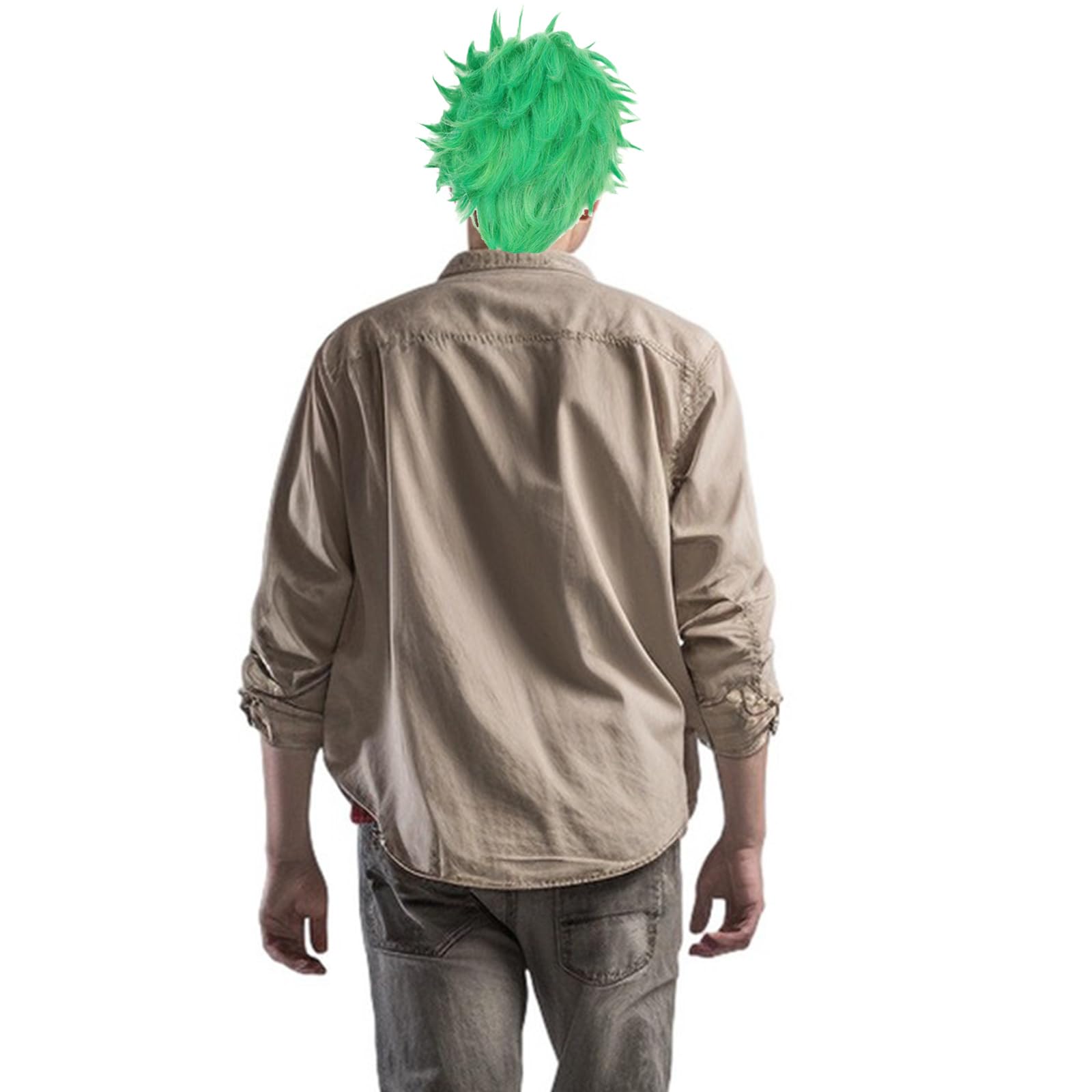 Parrucca Verde Zoro Cosplay, Zoro One Piece Parrucca Cosplay Party, One Piece Zoro Anime Gioco di Ruolo Halloween Cosplay Parrucche Costume