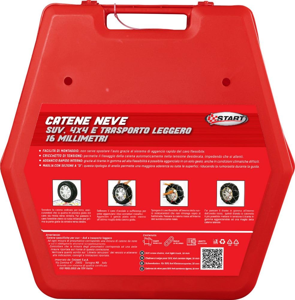 Start Set due pezzi catene da neve 16MM gruppo 230 per SUV 4x4 e trasporto leggero