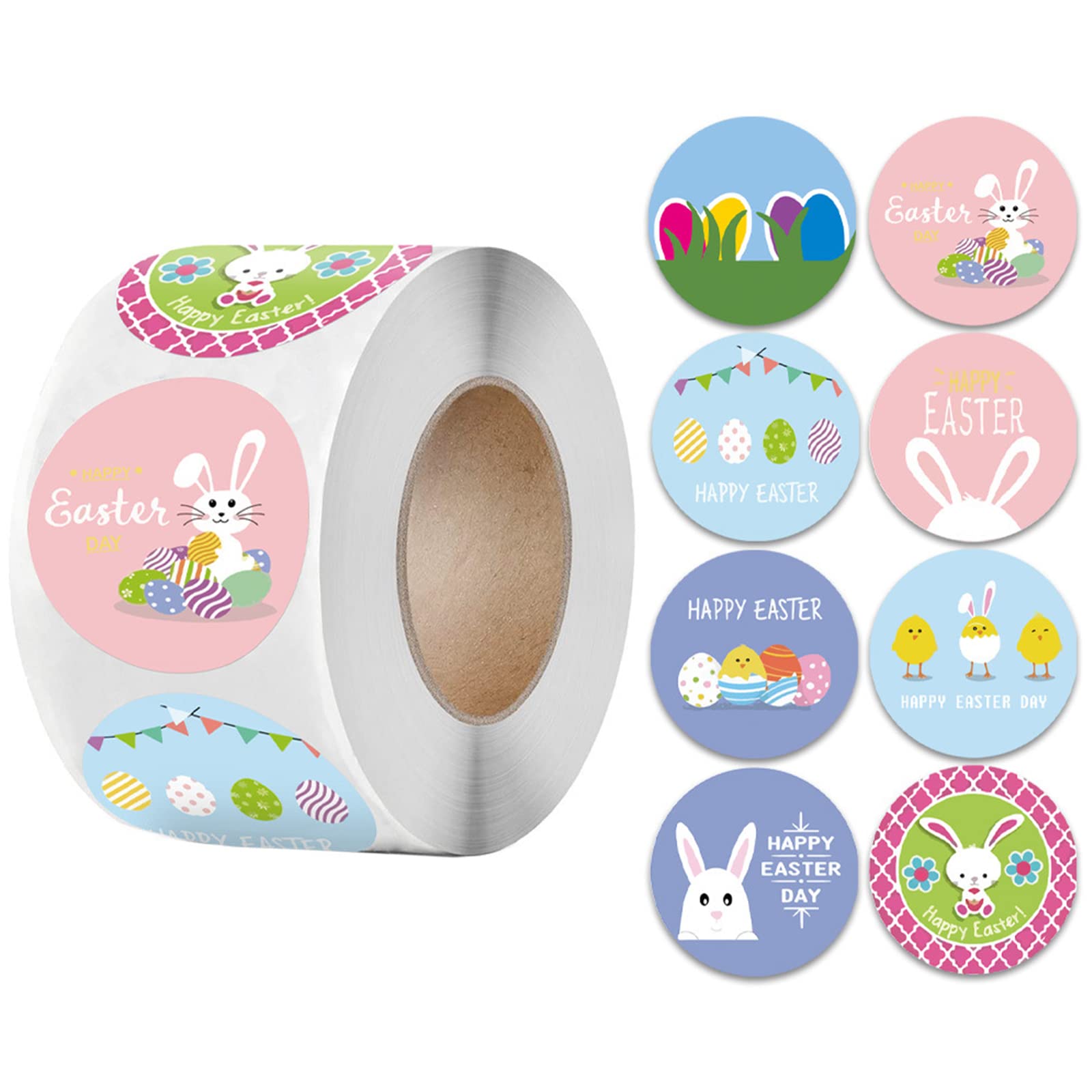 Tsophreniq B 1000Pcs / 2 Roll Happy Easter Label Stickers Easter Eggs Stickers For Scrapbooking Card Making Envelope Gift Ox Holiday Sealing For Packages Envelopes Cups