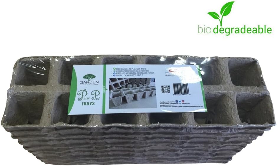 Peat Pot Trays Pack of 10 (120 Cells) - Seed Starter Pots for Seedlings, Saplings, Flowers -2"x3.5’’ -Eco Friendly & Biodegradable -NoTransplant Shock -Garden, Backyard,Kitchen Seed Planting