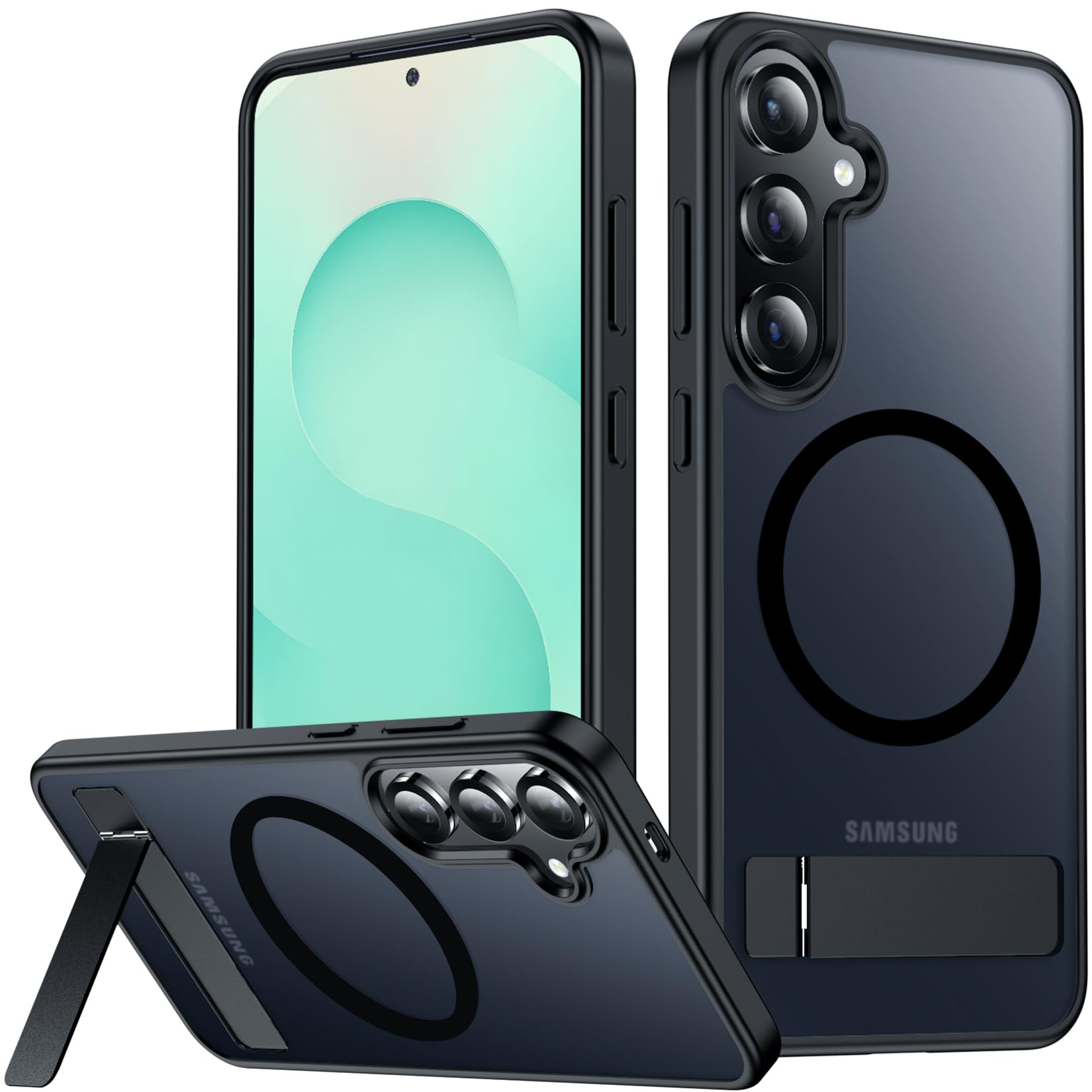 SPIDERCASE for Samsung Galaxy S25 Plus Case, Built-in Stand, Black