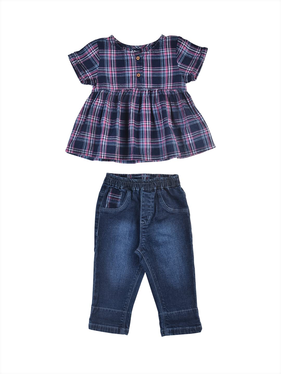 GJ Baby Girls' Multi Co-Ordinate | Regular Fit | Checked