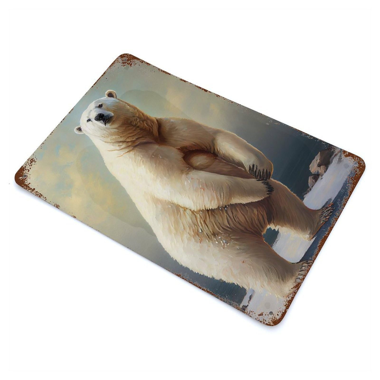 American Polar Bear Rusty Metal Tin Sign 11.8"x7.9", Ideal for Pub, Kitchen And Man Cave Decor