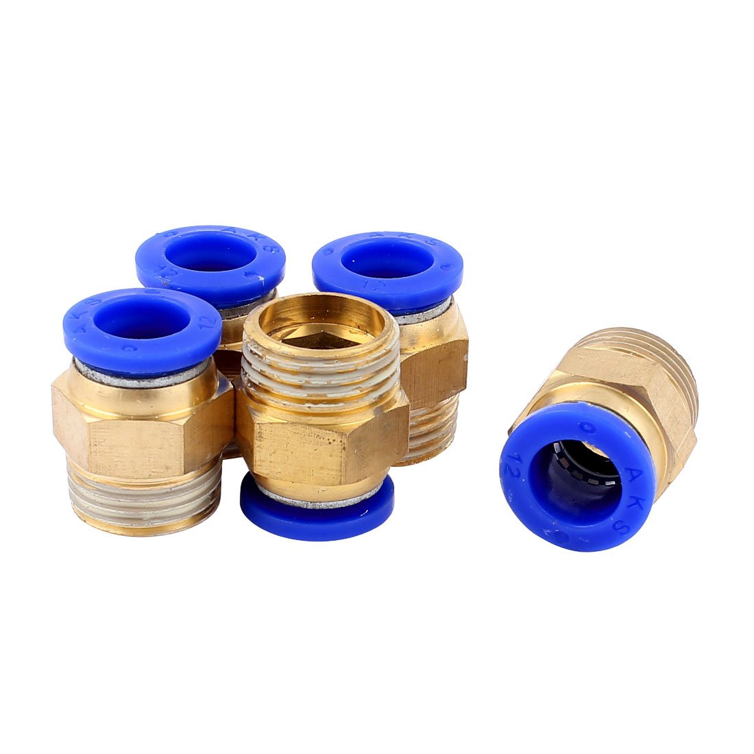 Uxcell Men's Blue Sourcingmap 5Pcs 1/2Bsp To 12Mm Od Quick Release Pneumatic Fitting Connector
