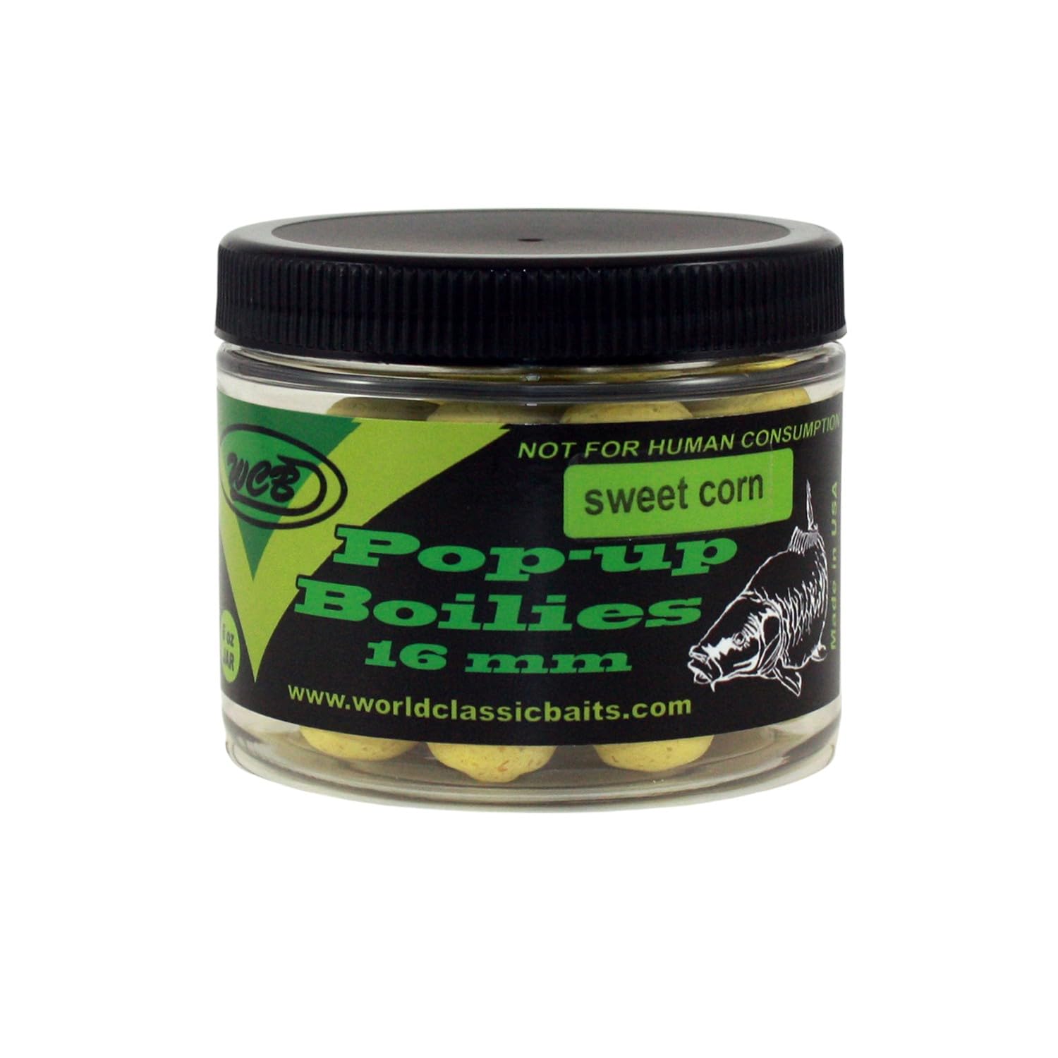 WCB Carp Baits Pop Up Boilies 16 mm - Carp Fishing Bait - Ideal for Carp Fishing (Flavor: Sweet Corn)