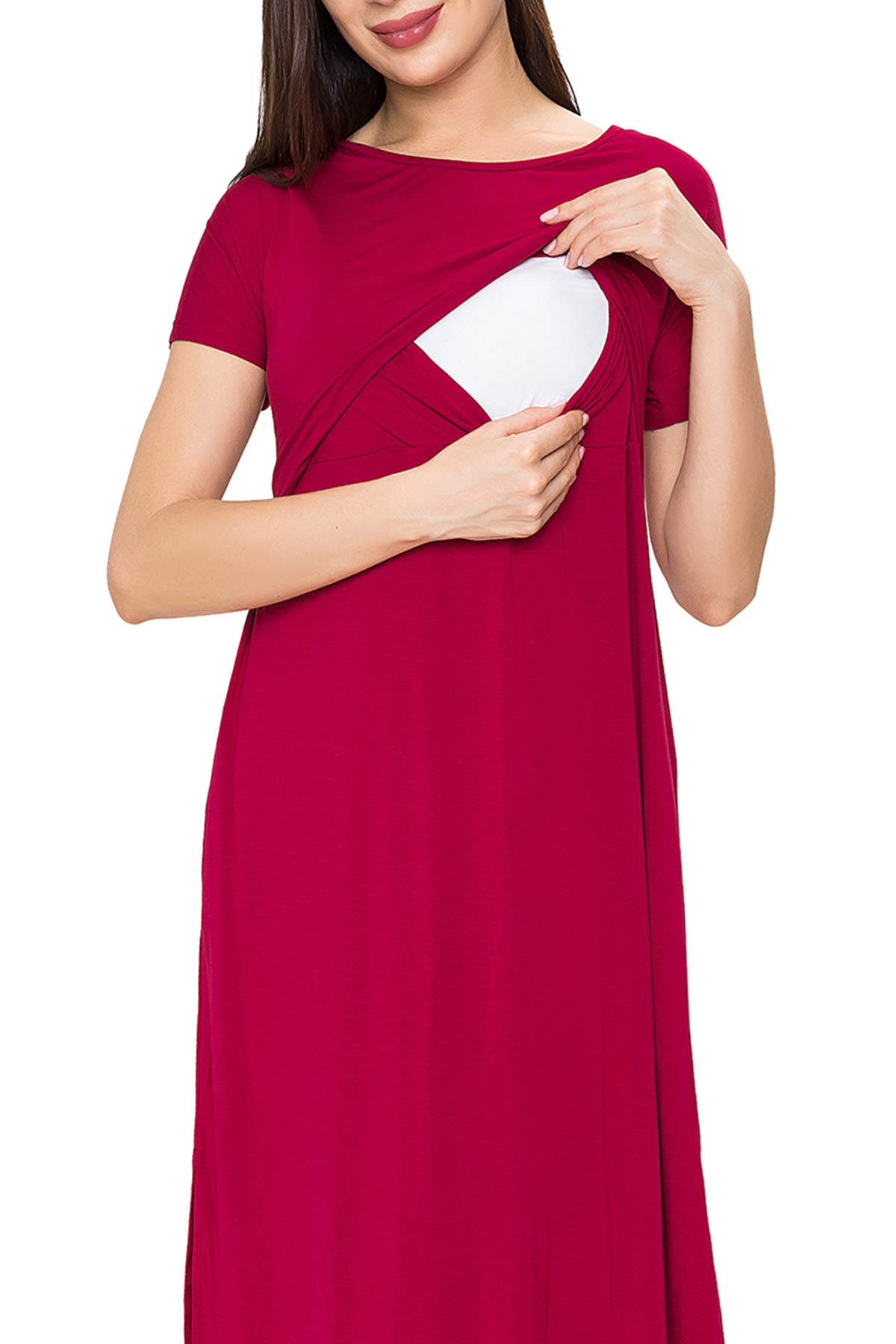 Smallshow Vestido De Lactancia para Mujer Vestido Largo Split Dress De Maternidad