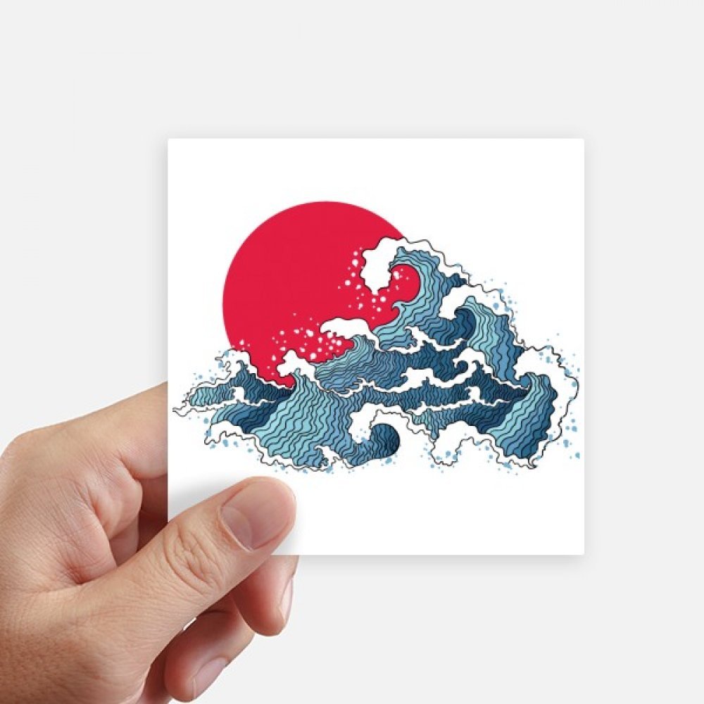 Sticker moto Japon rouge 10x10 autocollant deco murale chambre et valise voyage lot de 8