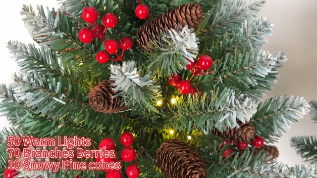 2 Pack 24 Inch Snow Flocked Prelit Christmas Tree