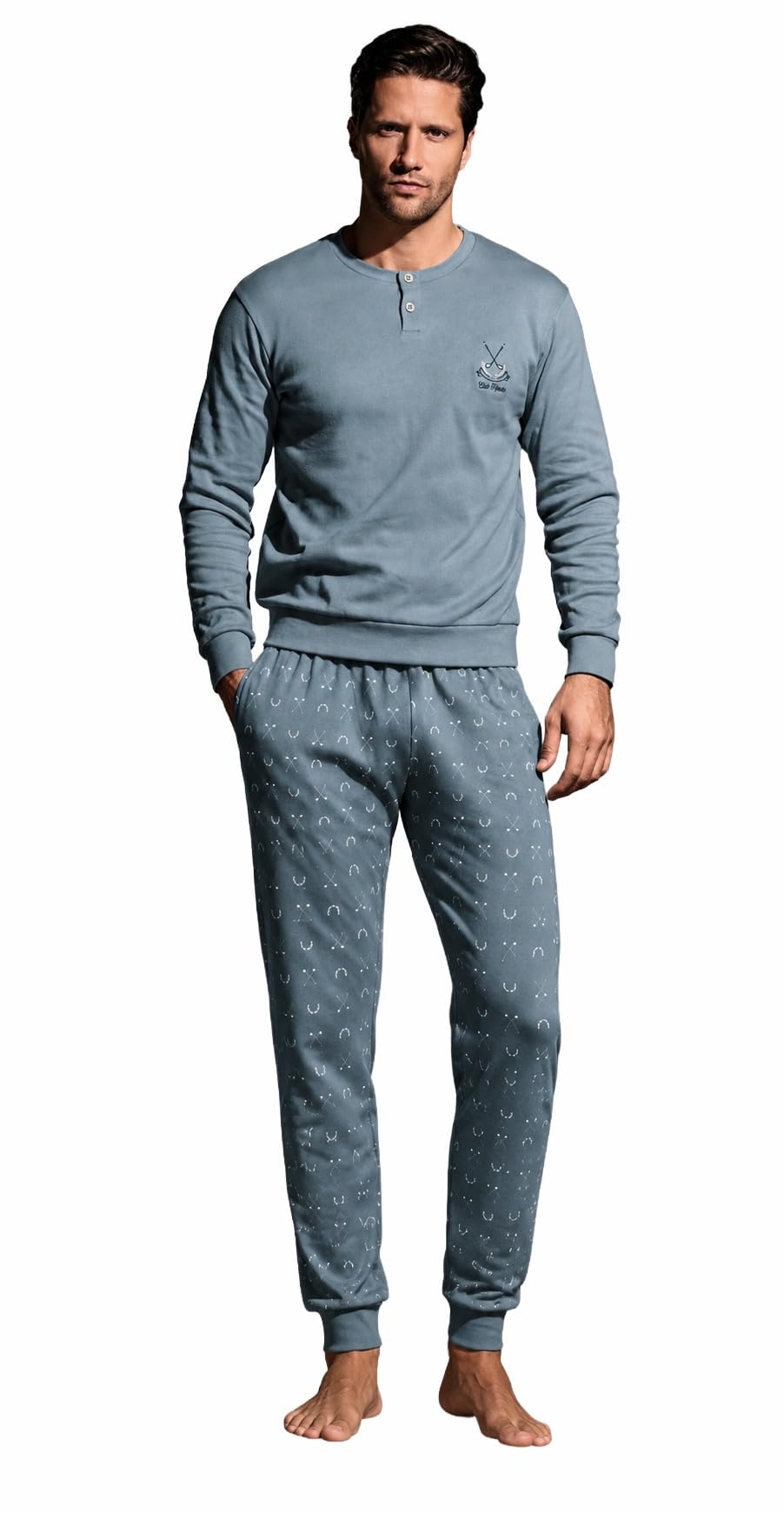 Pijama de hombre cálido de algodón invernal línea Prestige – Pijama de hombre de invierno cálido y suave