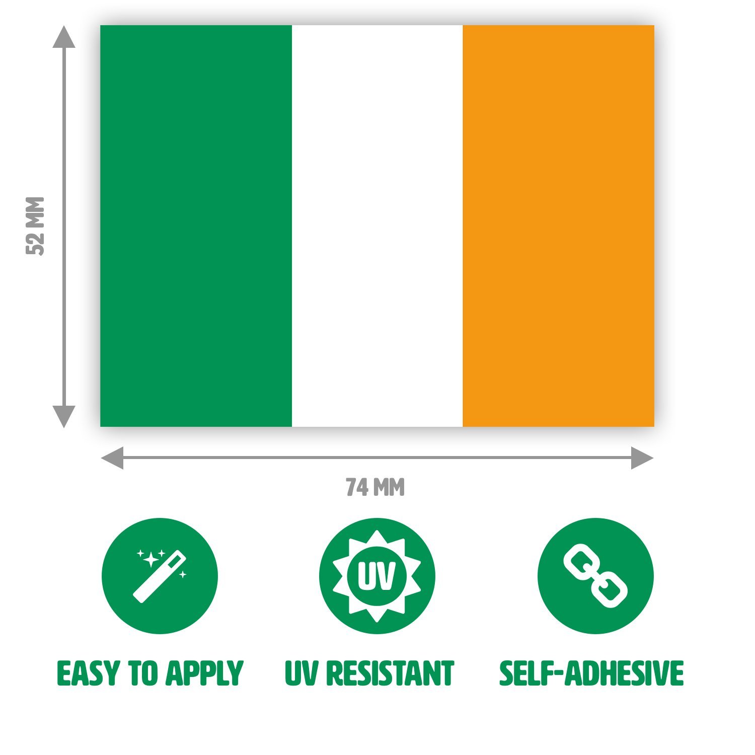 10 pegatinas de bandera irlandesa para coches, portátiles, ventanas, equipaje (7,4 x 5,2 cm)