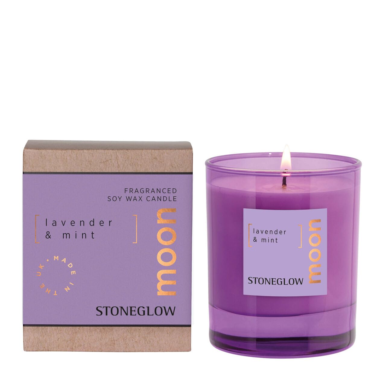 Stoneglow Purple Elements Collection - Moon - Lavender & Mint 160 Grams Scented Candle