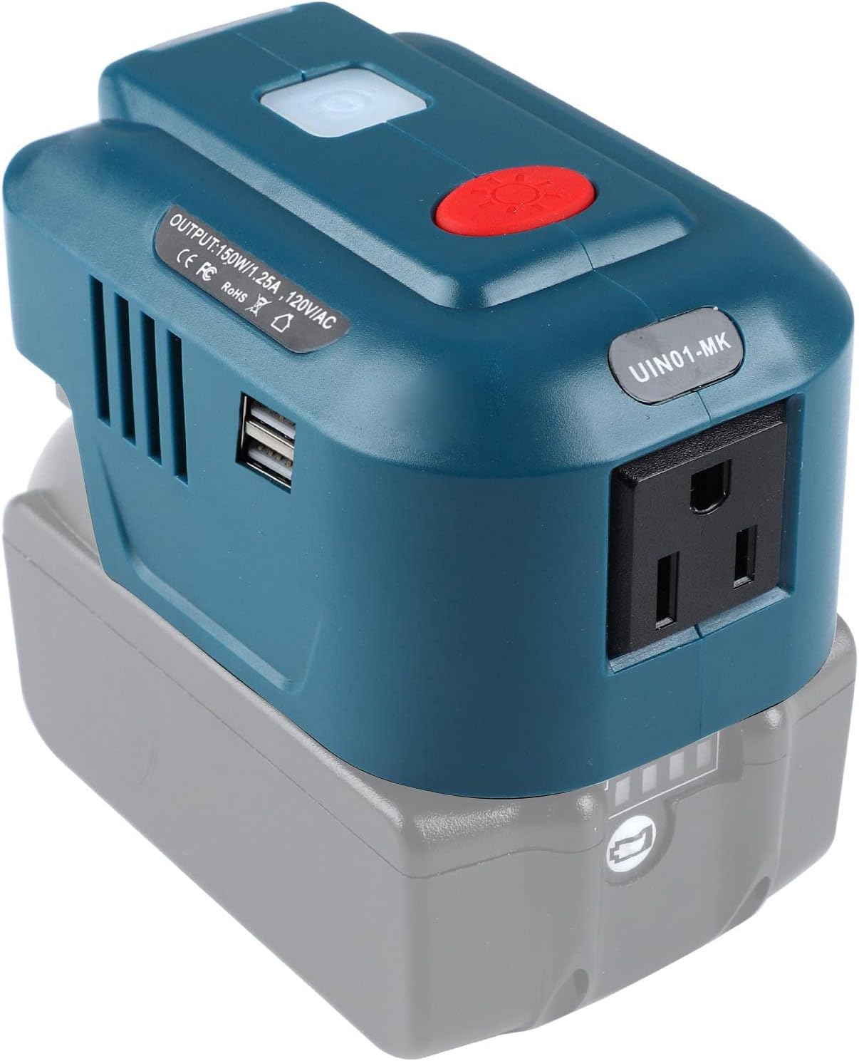 for Makita 150W Power Inverter, 18V DC to AC 110V, with USB and LED Light