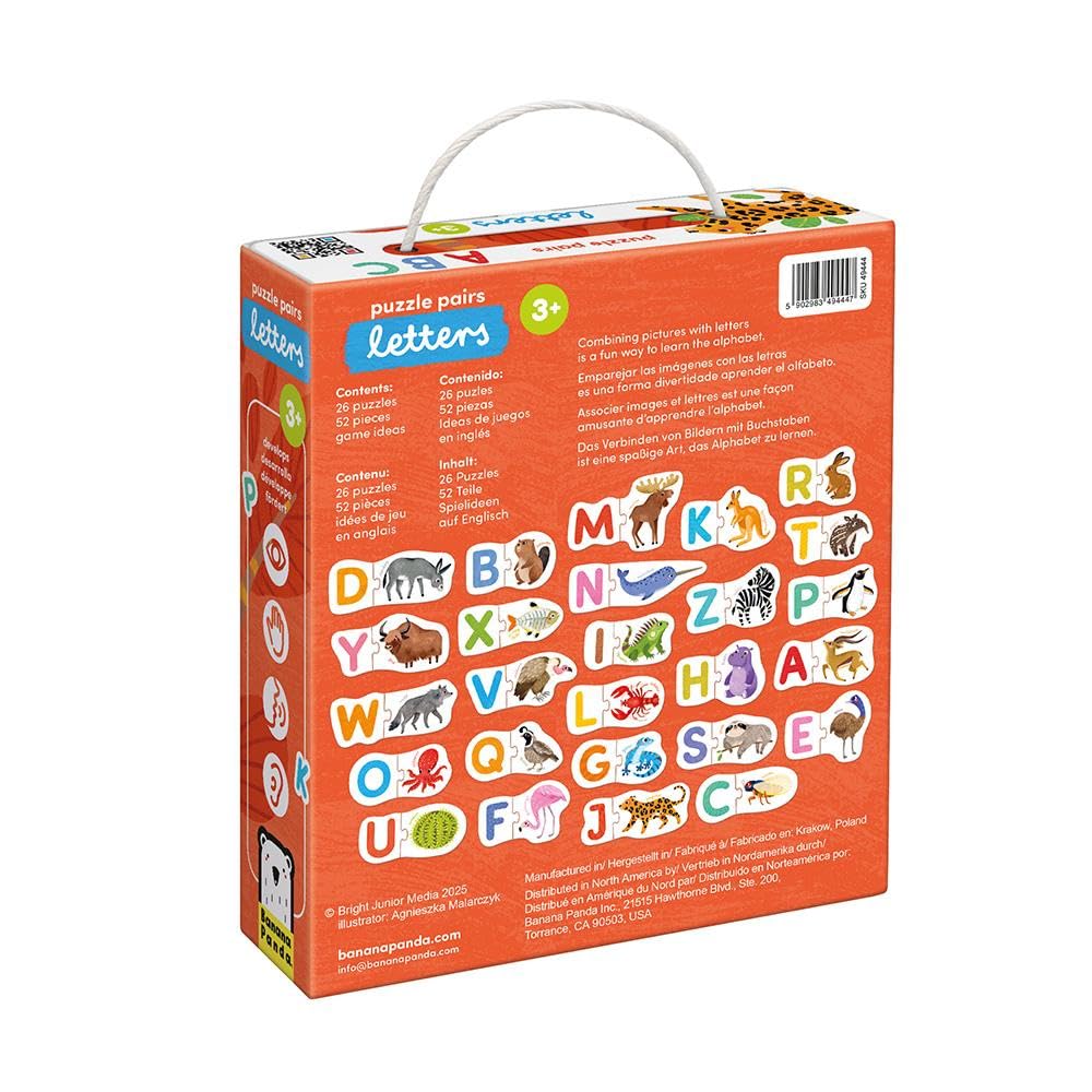 Banana Panda Puzzle educativo con lettere in cartone, alfabeto colorato, 26 pezzi