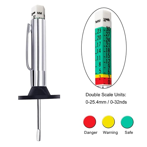 Miniatura 3 de Godeson 88702 Medidor de profundidad de banda de rodadura de neumáticos con código de color inteligente (paquete de 10)