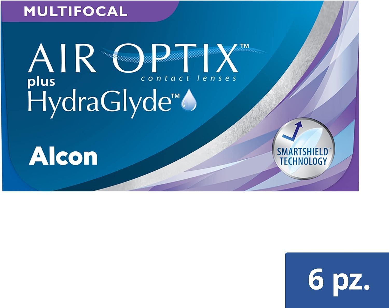 Air Optix Plus HydraGlyde Multifocal Lenti a Contatto Mensili, 6 Lenti, BC 8.6 mm, DIA 14.2 mm, ADD MED, -0.25 Diopt