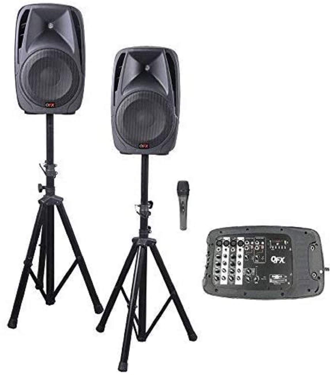 QFX SM211 ALL IN ONE 8 channel DJ Mixer Board and Portable PA