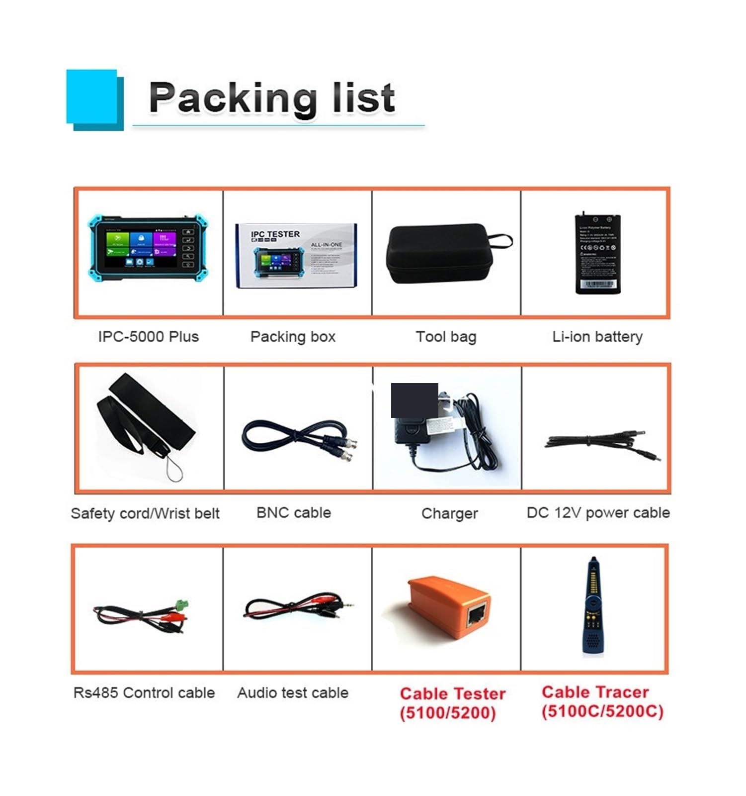 CCTV-Tester, 4K CCTV Monitor Tester IPC5200C IP Kamera Analog Video Überwachung PoE RJ45 TDR Kabel Test(IPC-5200 Plus)