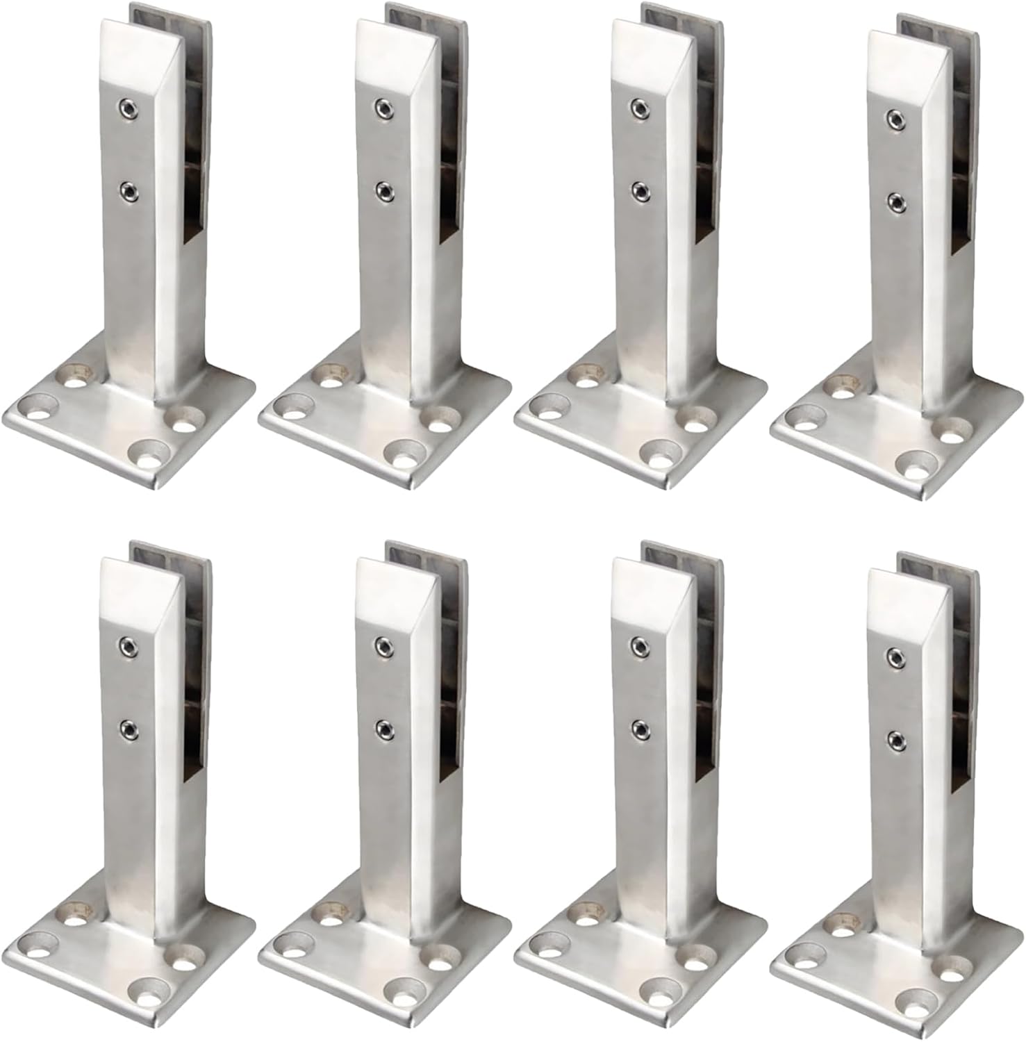 8 Packs Floor Mount Glass Spigot Clamp, Heavy Duty Glass Mounting Bracket Spigot, Pool Fence Railing Post Clamps for Garden Deck Balcony Stair Handrail,Silver,Eccentric