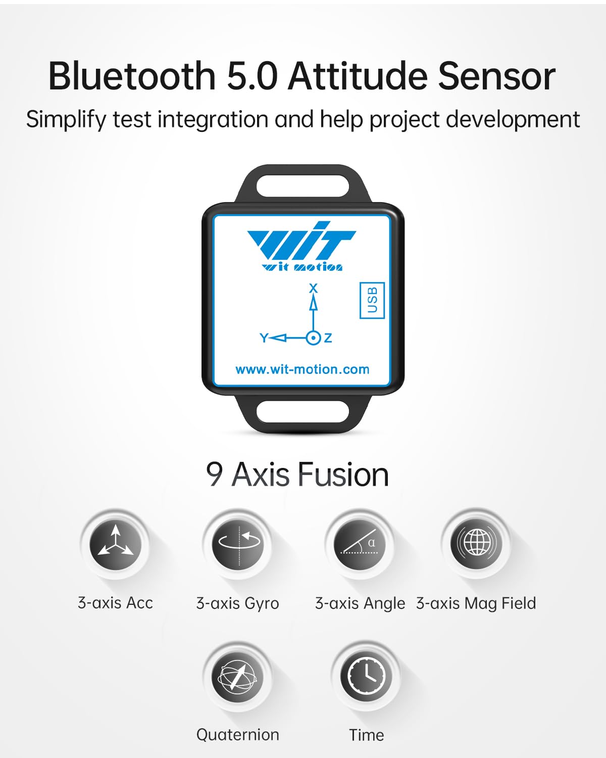 [Registrador de acelerómetro Bluetooth 5.0] WT901SDCL-BT50 Sensor de aceleración inalámbrico de 9 ejes con tarjeta SD, acelerómetro de 3 ejes, giroscopio, magnetómetro e inclinómetro, módulo IMU