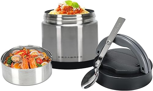 Miniatura 7 de Termo para comida caliente de 23.6 onzas, tarro de alimentos aislado al vacío para adultos, de acero inoxidable, termo de boca ancha, a prueba de