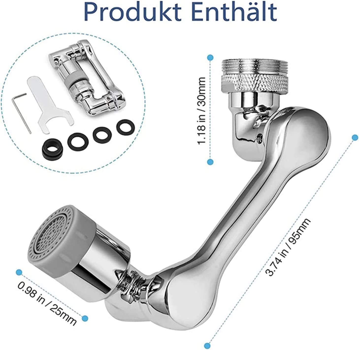 Girar Grifo Giratorio aireador Universal 1080° Extensor Giratorio Grifo aireador Filtro Resistente a Salpicaduras Cocina Lavabo Grifo aireador Boquilla Grifo Robot Brazo