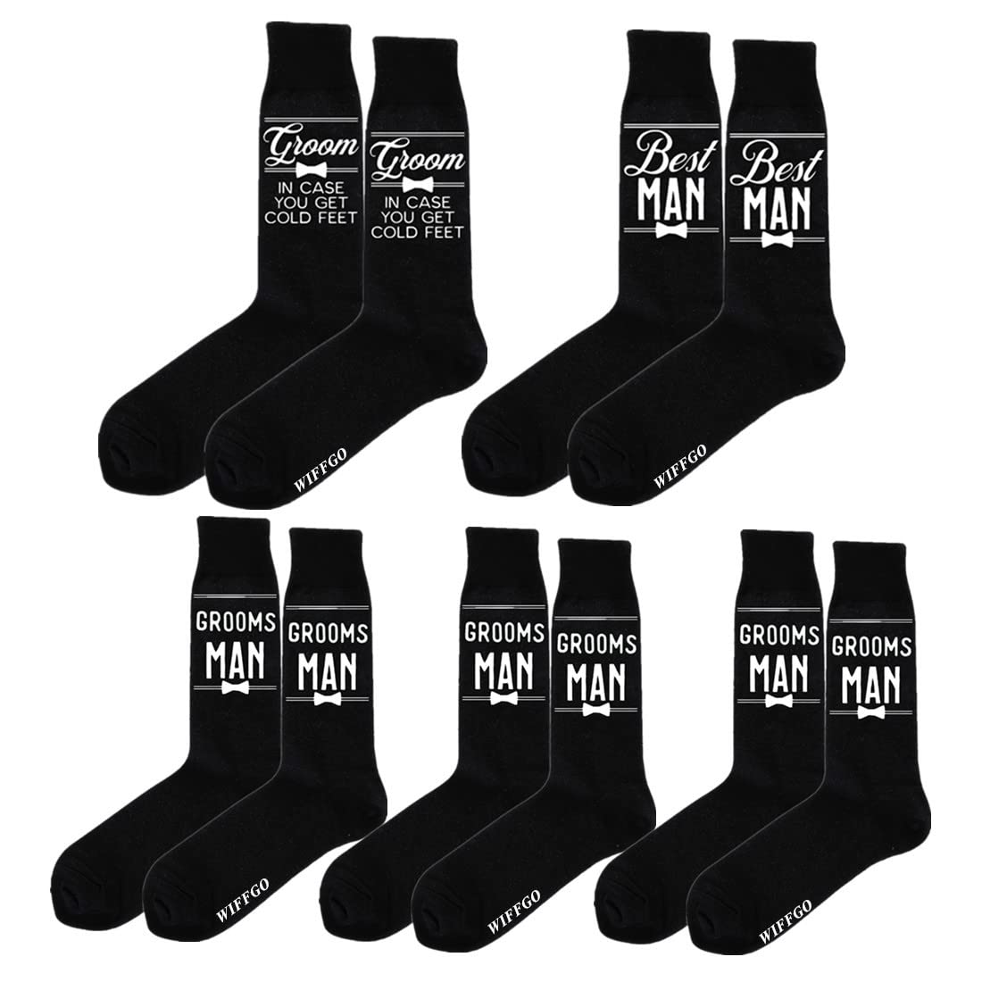 WIFFGO Groomsman Gifts For Men Wedding Gifts Novelty Socks Funny Proposal Gifts Groom Bestman 100% Cotton Crew Socks
