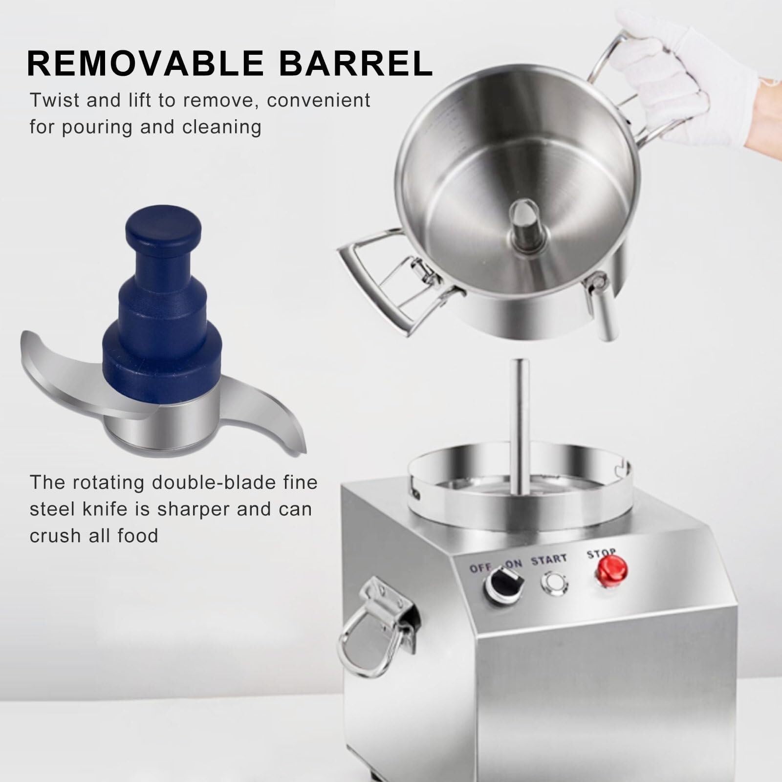 Tritatutto elettrico per cereali e frutta, 4 l, in acciaio inox, per la casa, 370 W, doppia lama girevole, adatto per ristoranti, mense, hotel (un colore, 110 V)
