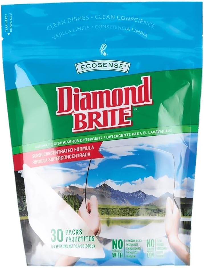 Melaleuca EcoSense Diamond Brite Automatic Dish Washer Detergent Packs 8.5oz — 20 Convenient Single–Use Packs