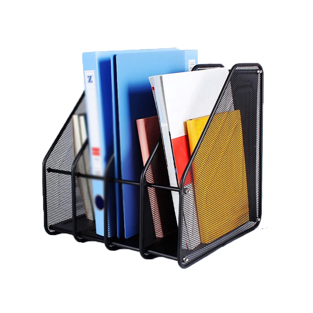 Portadocumenti cremagliera File Rack Desktop Laptop File Cartella Palette Trucco Maglia in Acciaio Steel Magazine File Sorter Documento Lettera Organize Rack per l'organizzazione e Lo stoccaggio