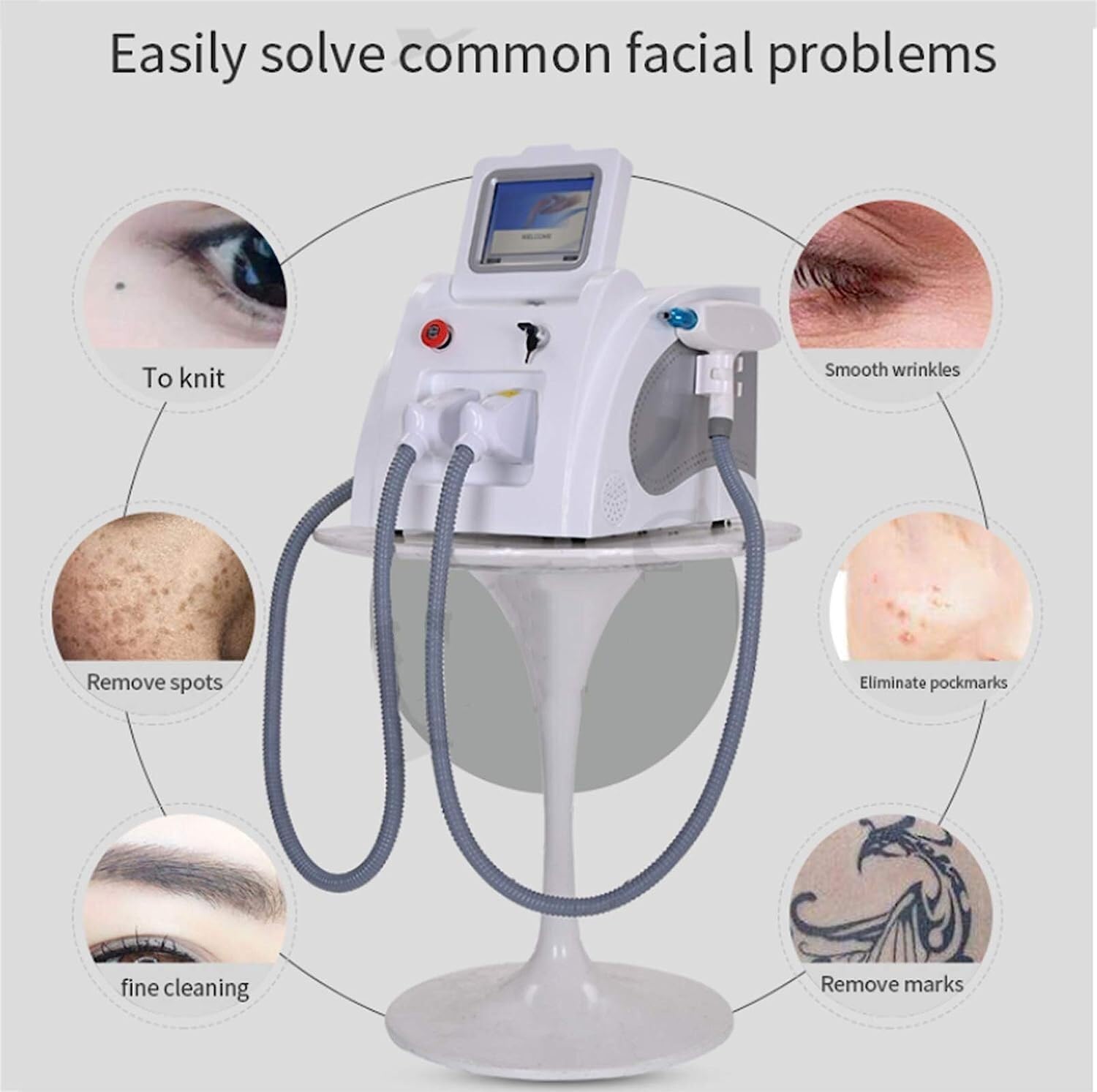 Máquina de depilación 2 en 1 Opt + IPL ND YAG Eliminación de Tatuajes con láser SHR Equipo de Belleza for Manchas oscuras en la Cara