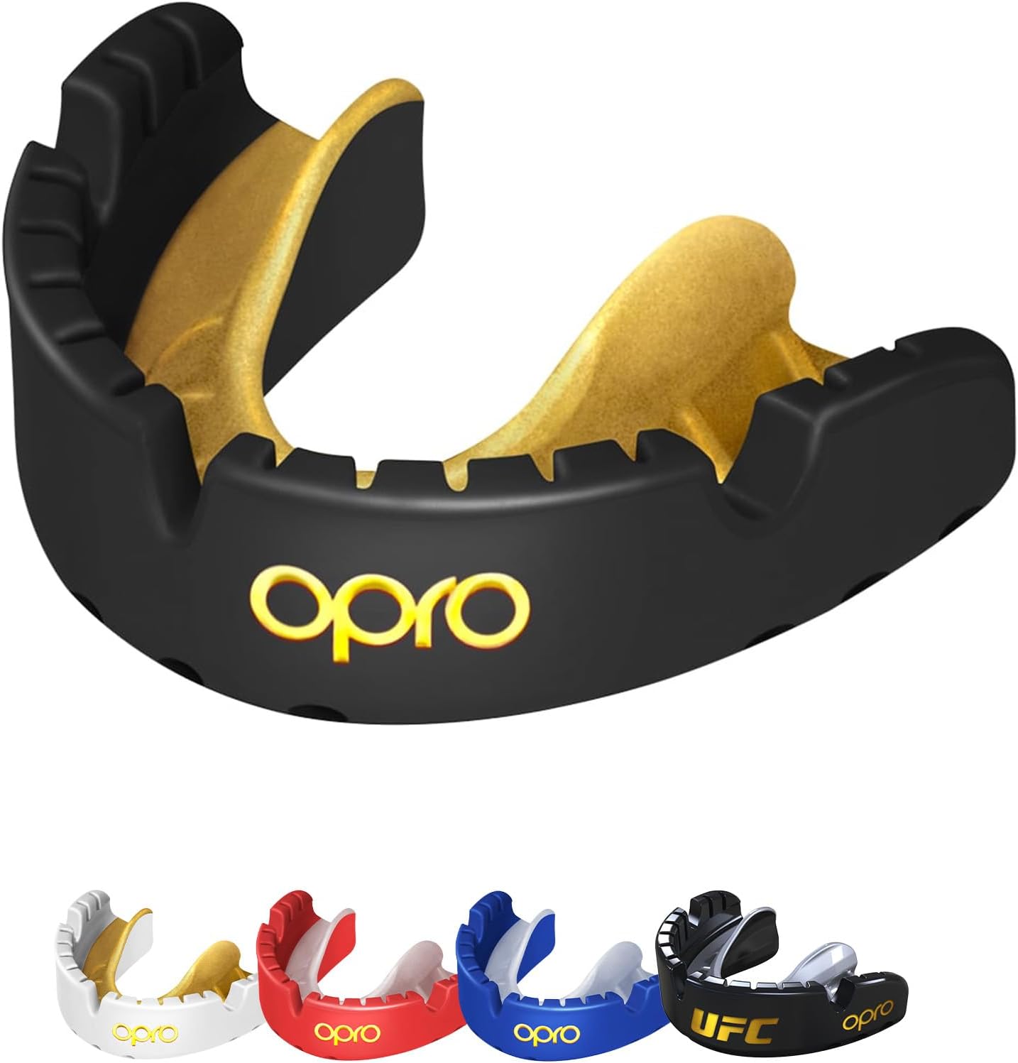 OPRO Gold Level Mouthguard for Braces Premium Fit – Gum Shield Adult (Age 10+) – OPRO Mouth Guard Boxing and MMA, Easy Self-Fit Gum Shield Rugby and Hockey – Premium Protection with Dental Warranty