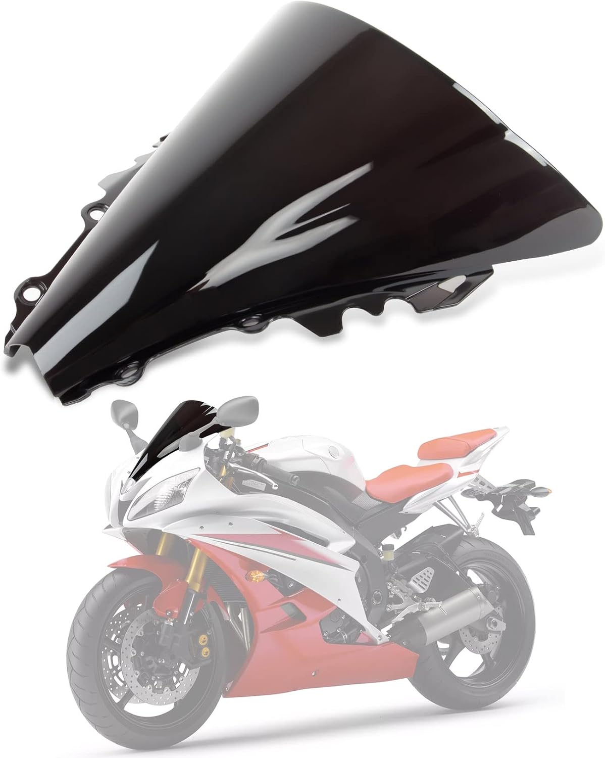 PSLER Windscreen Windshield Double Bubble for YZF R6 600 2006-2007, Black