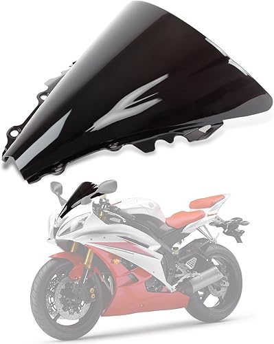 PSLER Parabrisas doble burbuja para YZF R6 600 2006-2007, negro