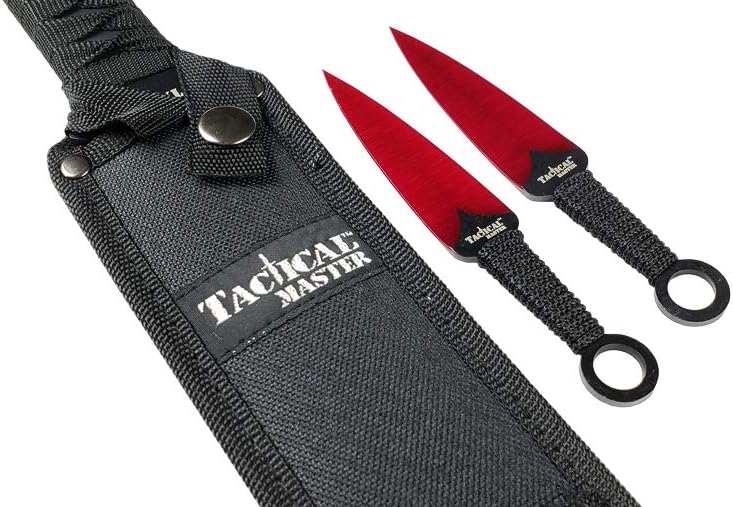 SG-SF1124 27inch Ninja Machete with 6inch Throwing Knives, for Camping and Hunting. (Red)